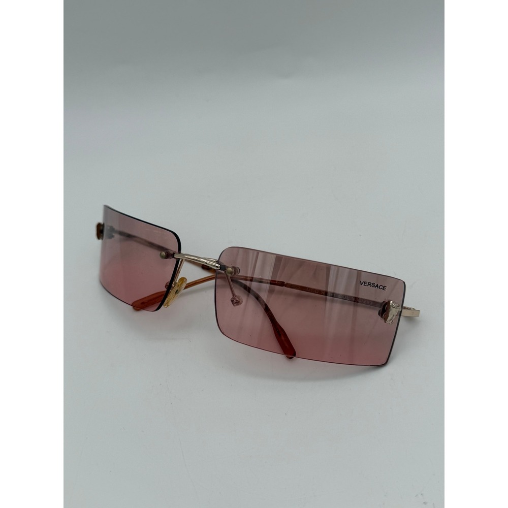 Versace Rimless Sunglasses Mod N25-1 Col N30/293 Rose Tinted Silver Medusa Italy